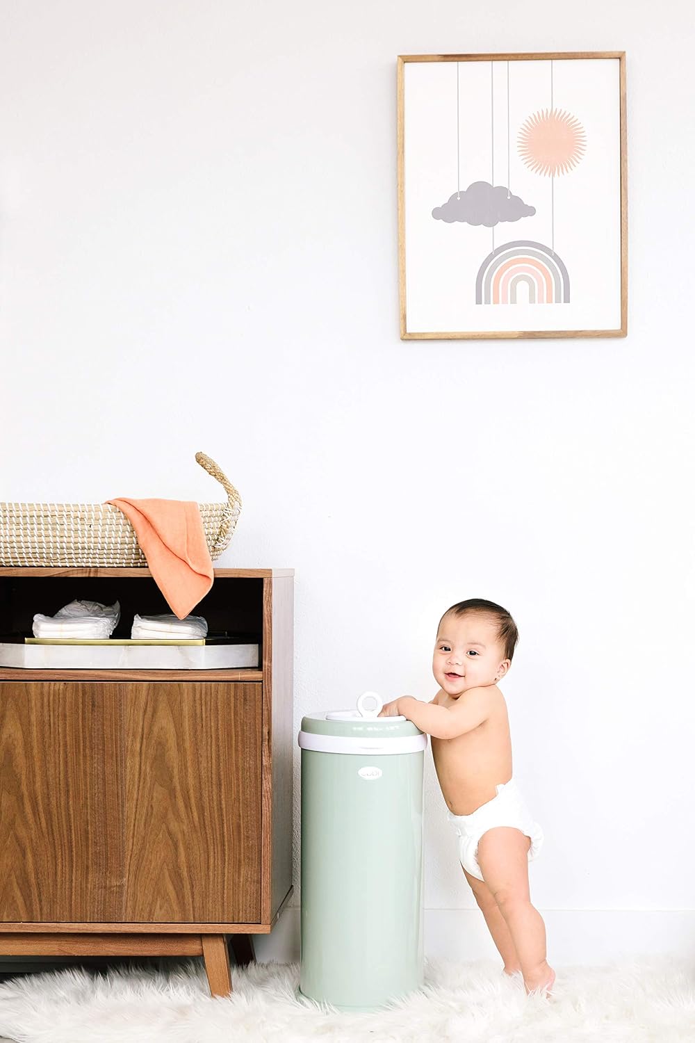 Stainless Steel Diaper Pail, No Special Bags, Odor-Locking, Taupe