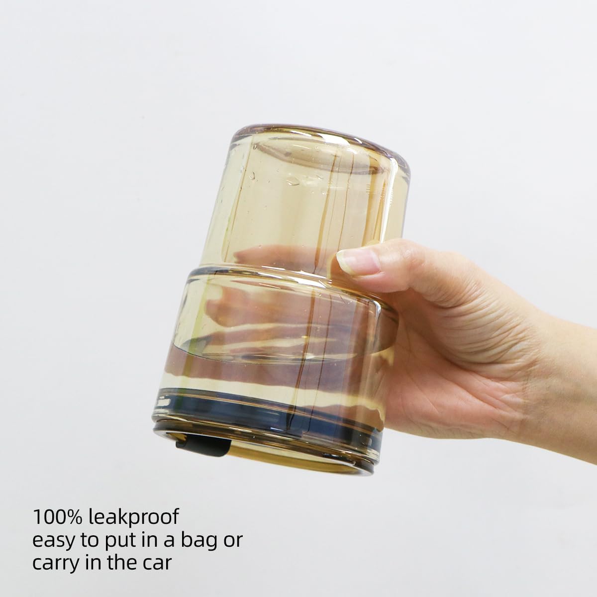 15oz/450ml Glass Cups with Lids and Straws, Leak-Proof Thick Wall Tumbler Water Glass, Reusable Iced Coffee Cups for Cold & Hot Drinks, Coffee, Tea, Shake (Grey)
