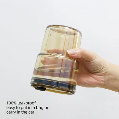 15oz/450ml Glass Cups with Lids and Straws, Leak-Proof Thick Wall Tumbler Water Glass, Reusable Iced Coffee Cups for Cold & Hot Drinks, Coffee, Tea, Shake (Grey)