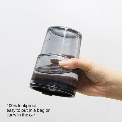 15oz/450ml Glass Cups with Lids and Straws, Leak-Proof Thick Wall Tumbler Water Glass, Reusable Iced Coffee Cups for Cold & Hot Drinks, Coffee, Tea, Shake (Grey)