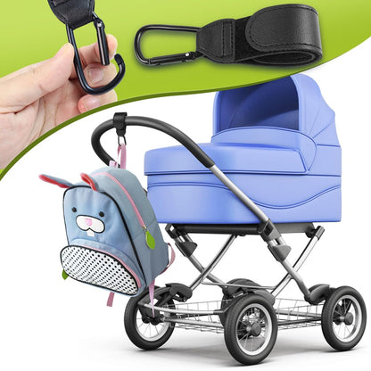 4 PCS Stroller Hook, Baby Stroller Hooks, Universal Stroller Clips and Hooks, Adjustable Stroller Carabiner Clip for Diaper Bags | The Perfect Mummy Hook for Pram, Shopping and Pet Carts(Black)