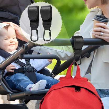 4 PCS Stroller Hook, Baby Stroller Hooks, Universal Stroller Clips and Hooks, Adjustable Stroller Carabiner Clip for Diaper Bags | The Perfect Mummy Hook for Pram, Shopping and Pet Carts(Black)