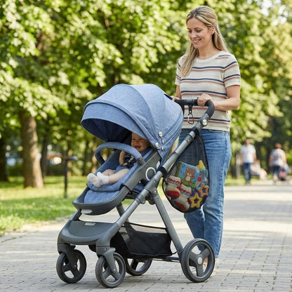 Stroller Storage Bag with 2 Pack Carabiner Universal Non-Slip Adjustable Stroller Attachment for Mommy