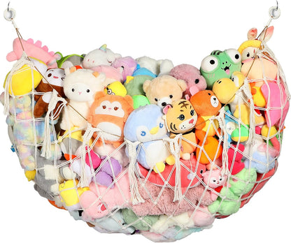 Stuffed Animal Net, 60 Inch Plushies Storage, Cream White