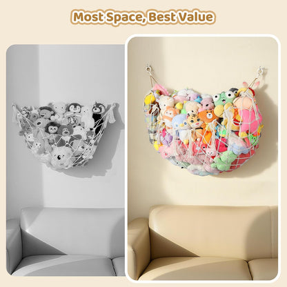 Stuffed Animal Net, 60 Inch Plushies Storage, Cream White
