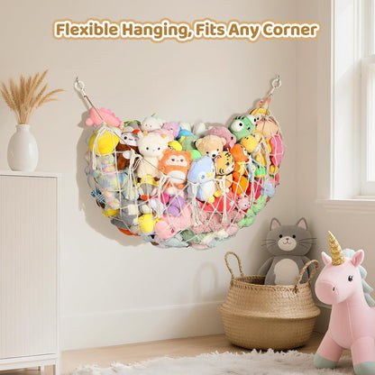 Stuffed Animal Net, 60 Inch Plushies Storage, Cream White