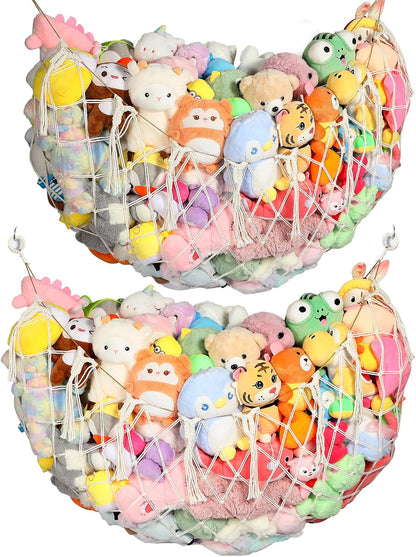 Stuffed Animal Net, 60 Inch Plushies Storage, Cream White