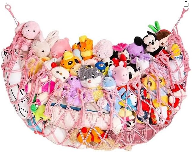 Stuffed Animal Net, 60 Inch Plushies Storage, Cream White