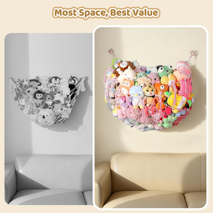 Stuffed Animal Net, 60 Inch Plushies Storage, Cream White