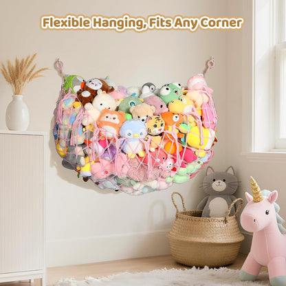 Stuffed Animal Net, 60 Inch Plushies Storage, Cream White