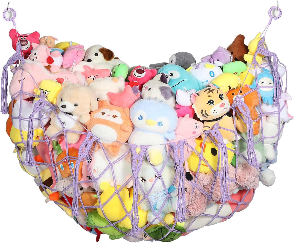 Stuffed Animal Net, 60 Inch Plushies Storage, Cream White