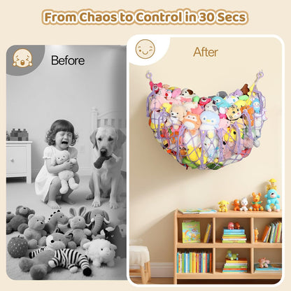 Stuffed Animal Net, 60 Inch Plushies Storage, Cream White