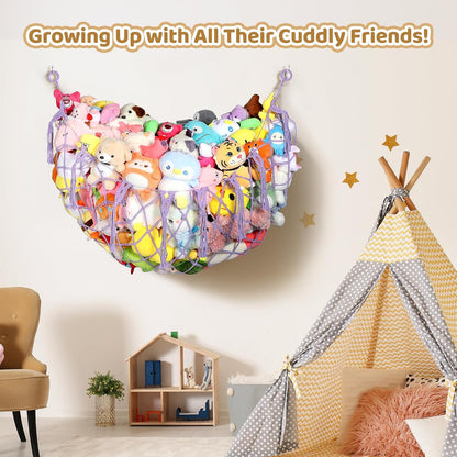 Stuffed Animal Net, 60 Inch Plushies Storage, Cream White