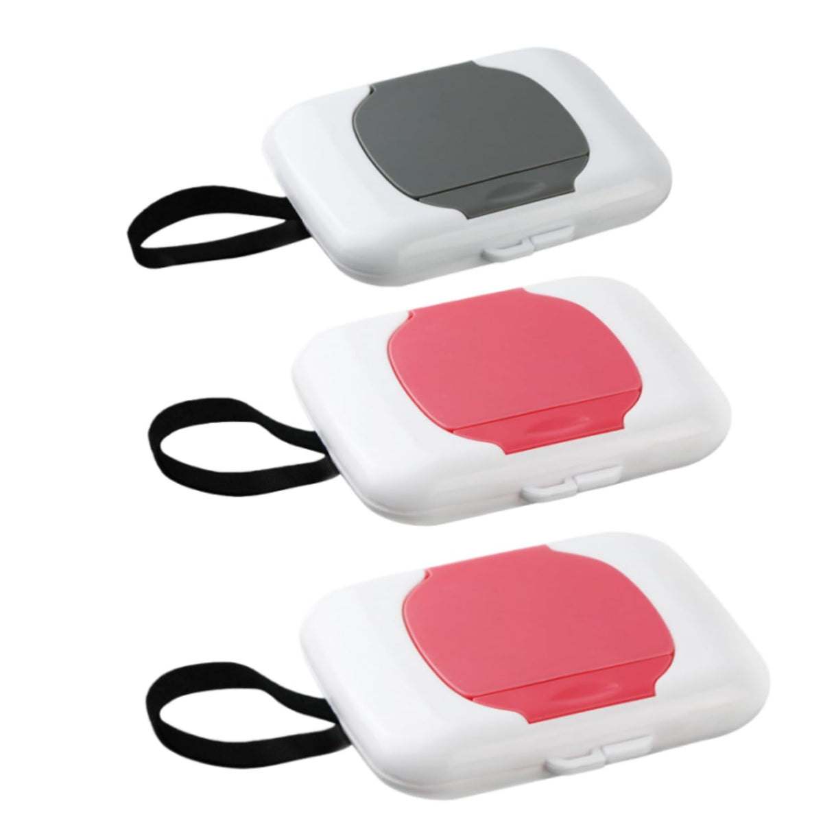 3-Pack Portable Wet Wipe Case, Hanging Refillable Travel Wipe Holder for Outdoor, Baby Stroller & Crib Use, Compact Tissue Storage Container