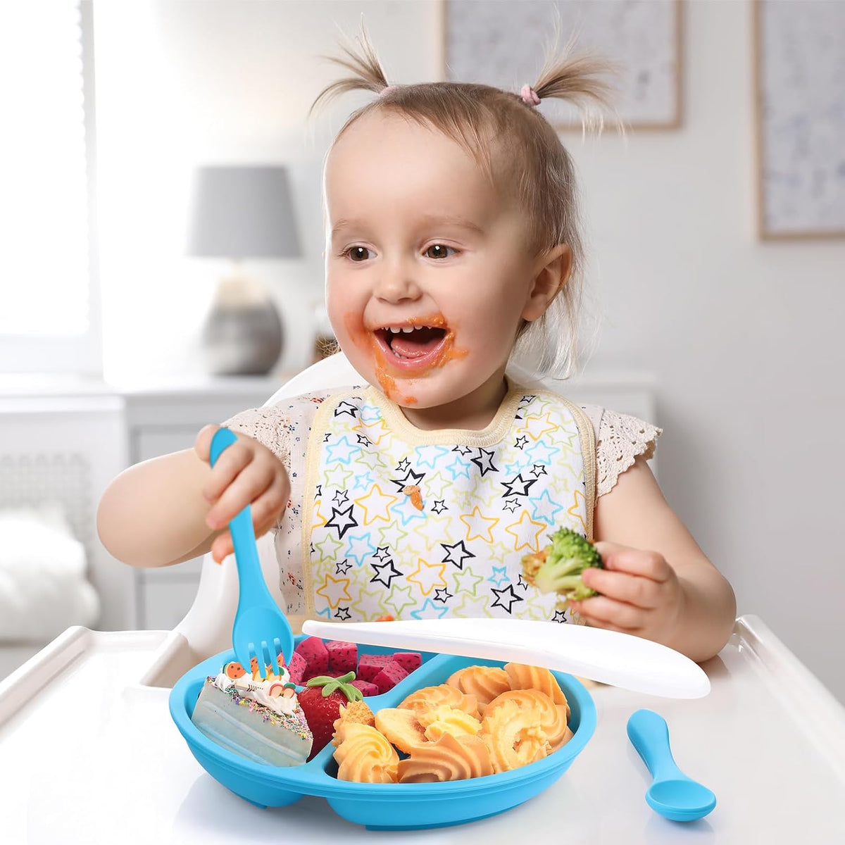 6 Pack Suction Plates for Baby with Lids Silicone,Macaron Colors
