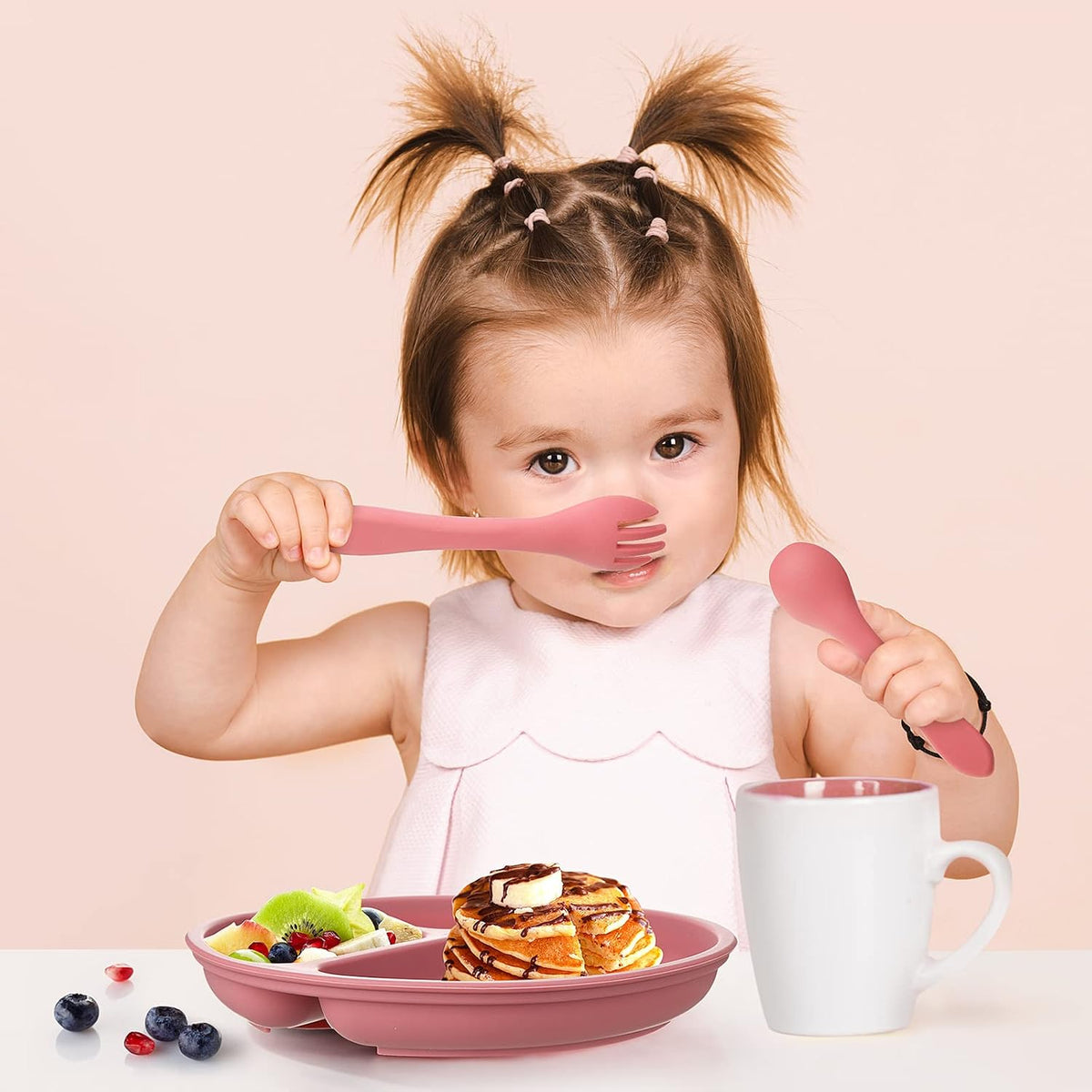 6 Pack Suction Plates for Baby with Lids Silicone,Macaron Colors