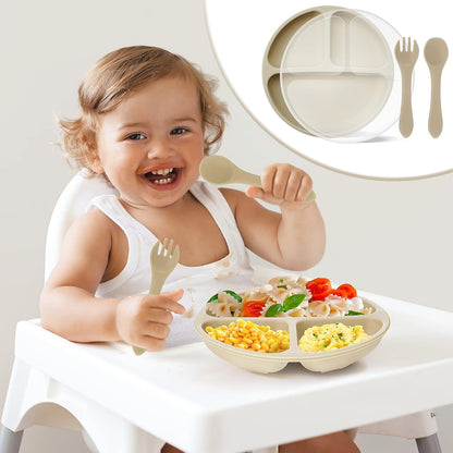 6 Pack Suction Plates for Baby with Lids Silicone,Macaron Colors