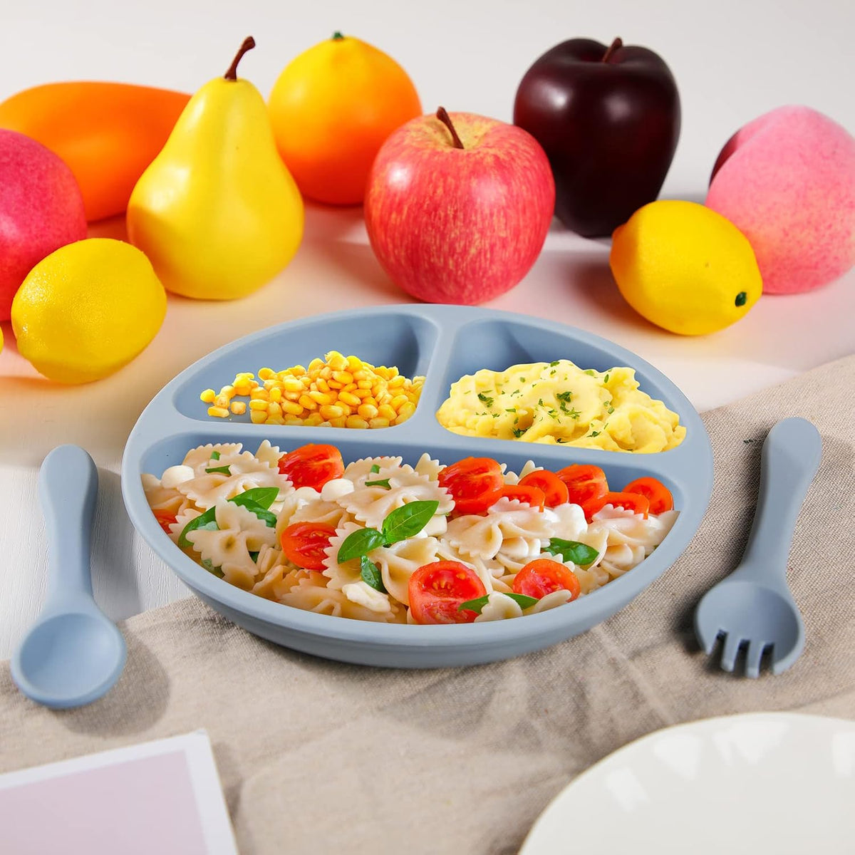 6 Pack Suction Plates for Baby with Lids Silicone,Macaron Colors
