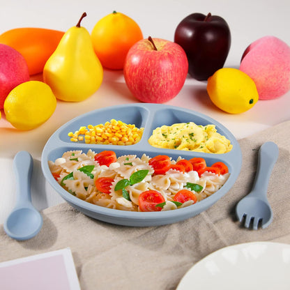 6 Pack Suction Plates for Baby with Lids Silicone,Macaron Colors