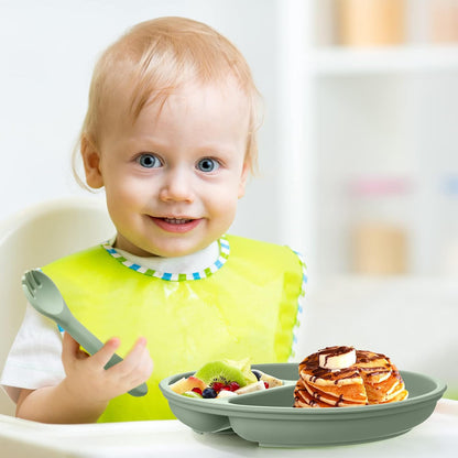 6 Pack Suction Plates for Baby with Lids Silicone,Macaron Colors