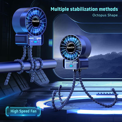 2 Pack Multifunctional Portable Stroller Fan 4 Speed 6600rpm High Speed Usb Rechargeable Personal Mini Handheld Fan Extended Tripod For Desktop Winding Kids Bed Treadmill Bike Golf Cart Outdoor Travel
