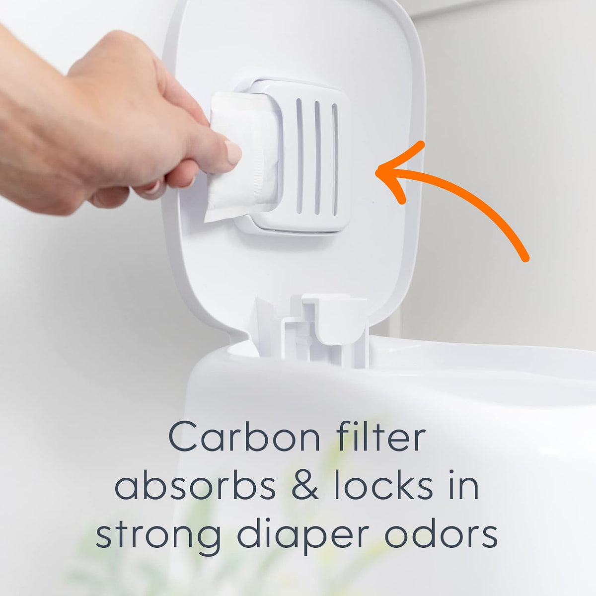 Complete Diaper Pail (White) – Includes 1 Refill (Holds 270 Newborn Diapers) & 1 Carbon Filter