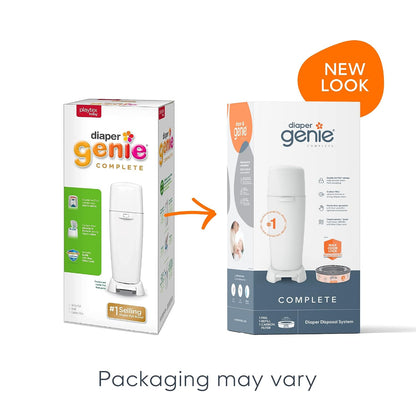 Complete Diaper Pail (White) – Includes 1 Refill (Holds 270 Newborn Diapers) & 1 Carbon Filter