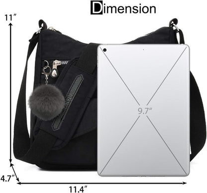 SUKRY Nylon Crossbody Bag for Women with Anti theft RFID Pocket, Waterproof Shoulder Bag Travel Purses and Handbag