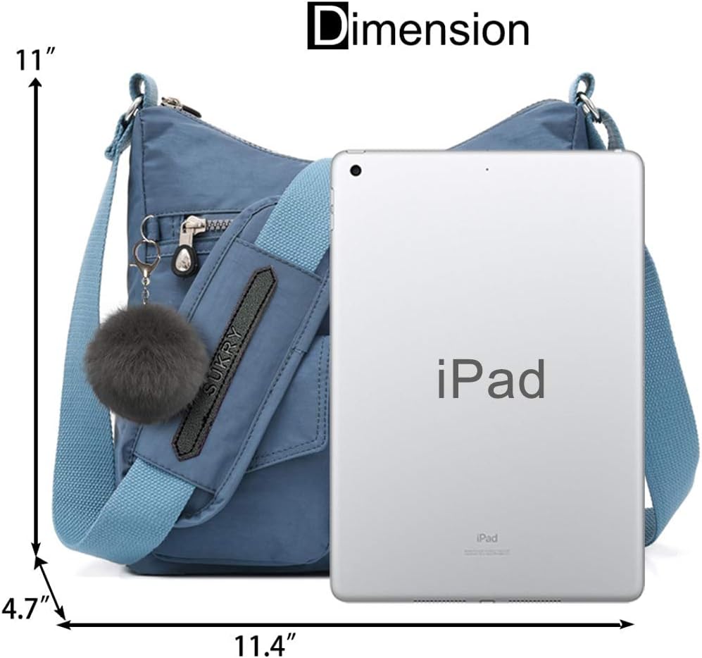 SUKRY Nylon Crossbody Bag for Women with Anti theft RFID Pocket, Waterproof Shoulder Bag Travel Purses and Handbag