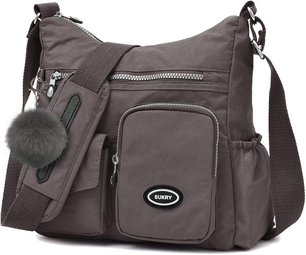 SUKRY Nylon Crossbody Bag for Women with Anti theft RFID Pocket, Waterproof Shoulder Bag Travel Purses and Handbag
