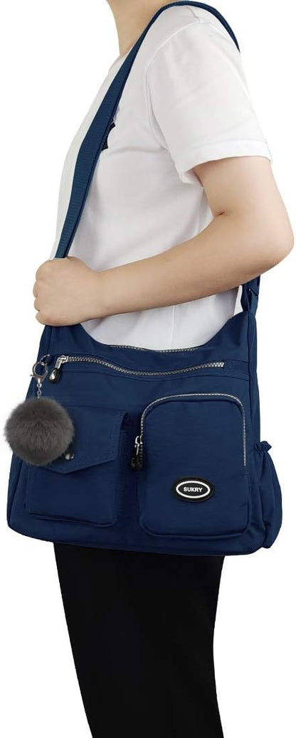SUKRY Nylon Crossbody Bag for Women with Anti theft RFID Pocket, Waterproof Shoulder Bag Travel Purses and Handbag