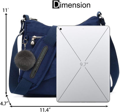 SUKRY Nylon Crossbody Bag for Women with Anti theft RFID Pocket, Waterproof Shoulder Bag Travel Purses and Handbag