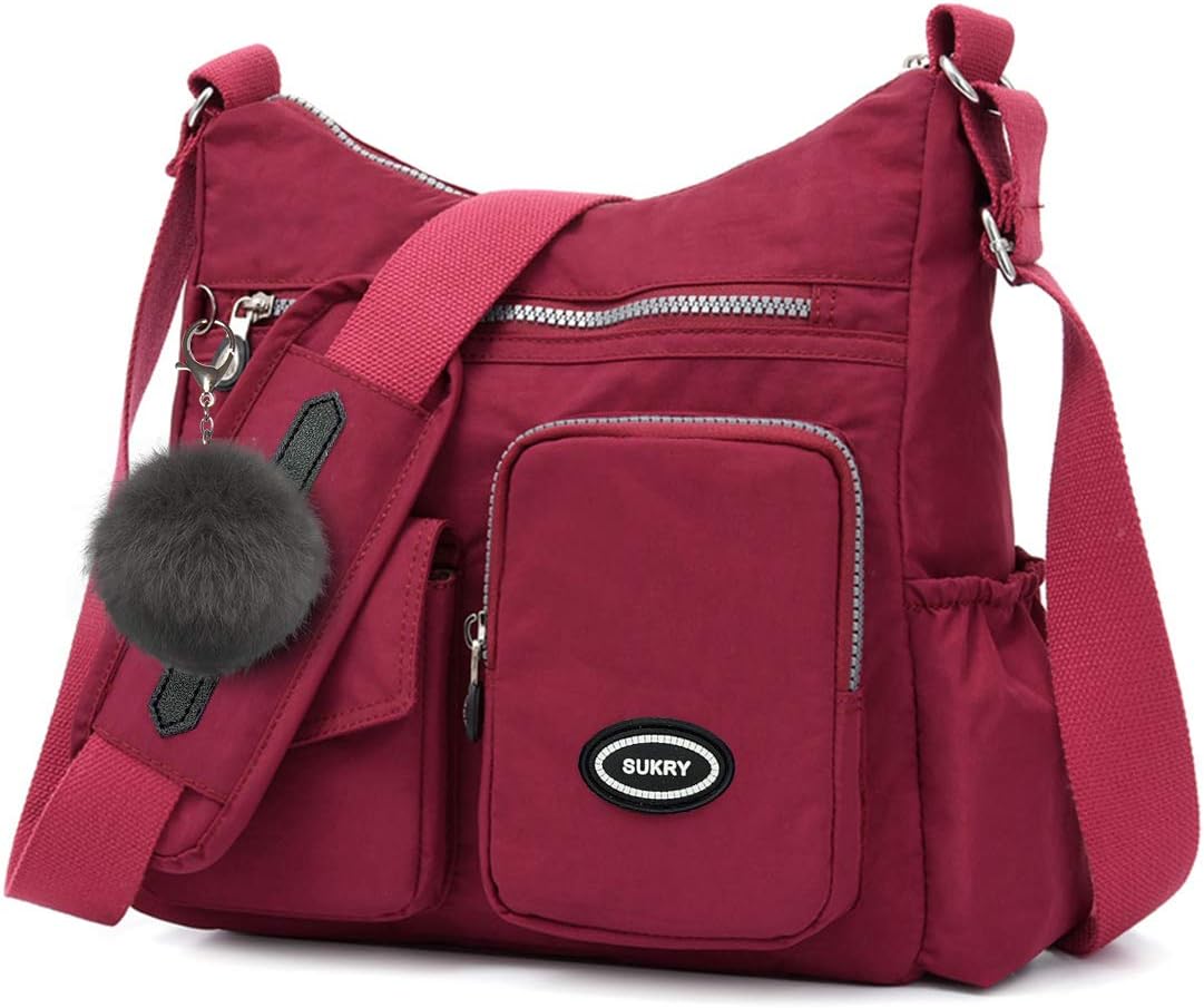 SUKRY Nylon Crossbody Bag for Women with Anti theft RFID Pocket, Waterproof Shoulder Bag Travel Purses and Handbag
