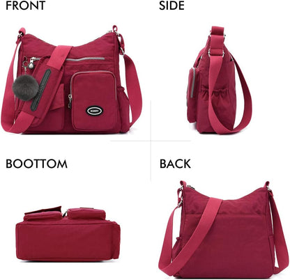 SUKRY Nylon Crossbody Bag for Women with Anti theft RFID Pocket, Waterproof Shoulder Bag Travel Purses and Handbag