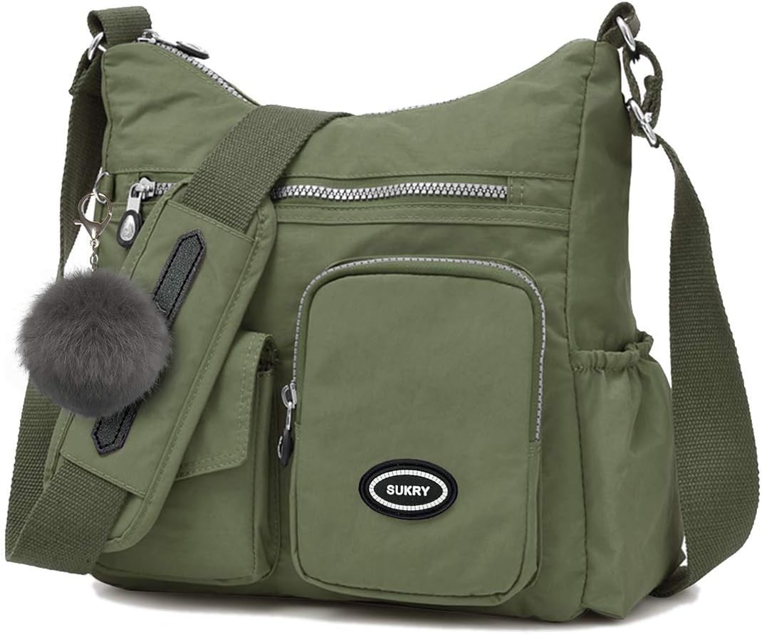 SUKRY Nylon Crossbody Bag for Women with Anti theft RFID Pocket, Waterproof Shoulder Bag Travel Purses and Handbag