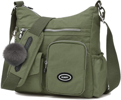 SUKRY Nylon Crossbody Bag for Women with Anti theft RFID Pocket, Waterproof Shoulder Bag Travel Purses and Handbag