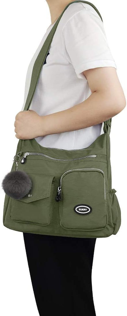 SUKRY Nylon Crossbody Bag for Women with Anti theft RFID Pocket, Waterproof Shoulder Bag Travel Purses and Handbag