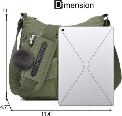SUKRY Nylon Crossbody Bag for Women with Anti theft RFID Pocket, Waterproof Shoulder Bag Travel Purses and Handbag