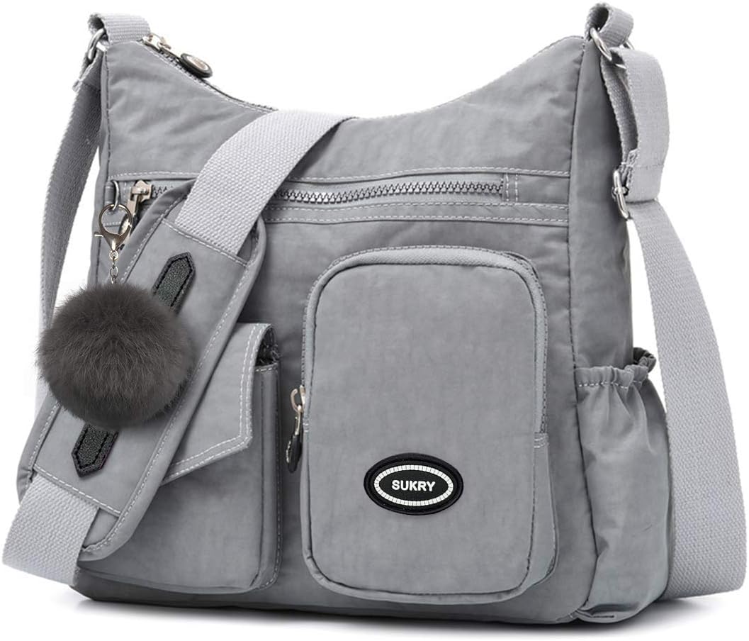 SUKRY Nylon Crossbody Bag for Women with Anti theft RFID Pocket, Waterproof Shoulder Bag Travel Purses and Handbag