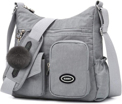 SUKRY Nylon Crossbody Bag for Women with Anti theft RFID Pocket, Waterproof Shoulder Bag Travel Purses and Handbag
