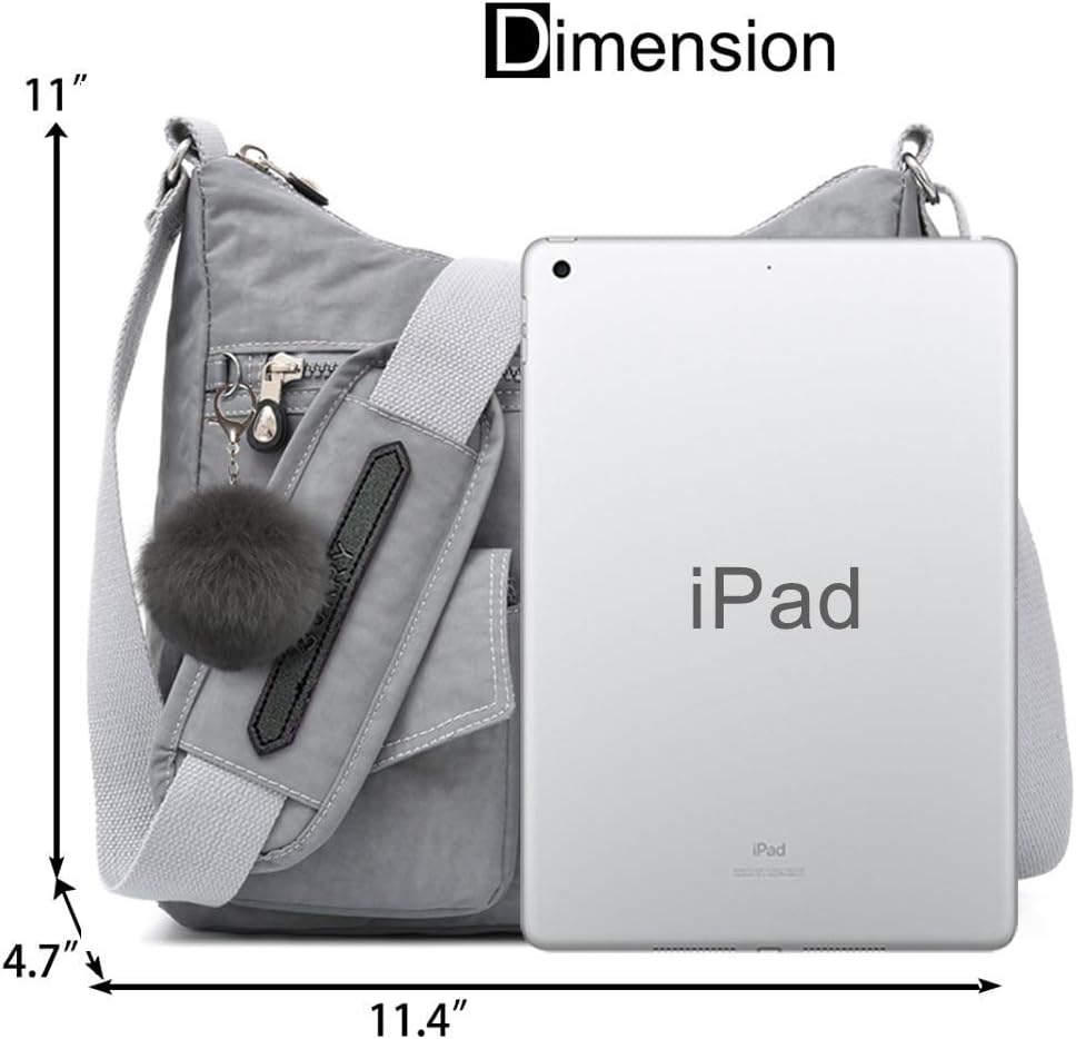 SUKRY Nylon Crossbody Bag for Women with Anti theft RFID Pocket, Waterproof Shoulder Bag Travel Purses and Handbag