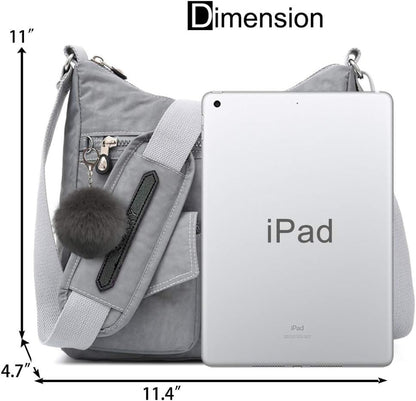 SUKRY Nylon Crossbody Bag for Women with Anti theft RFID Pocket, Waterproof Shoulder Bag Travel Purses and Handbag