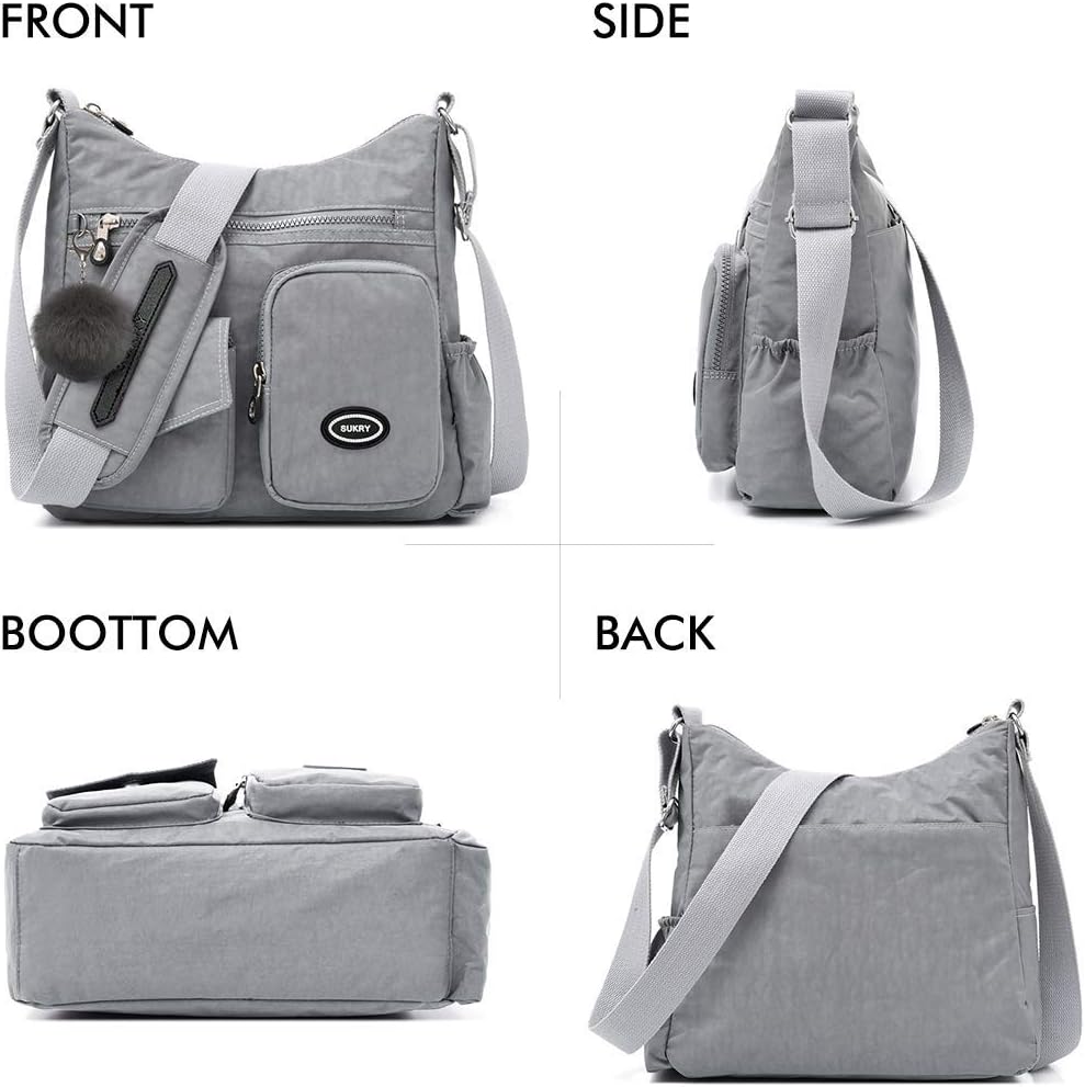 SUKRY Nylon Crossbody Bag for Women with Anti theft RFID Pocket, Waterproof Shoulder Bag Travel Purses and Handbag