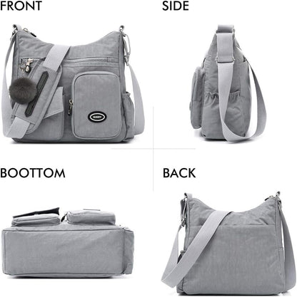 SUKRY Nylon Crossbody Bag for Women with Anti theft RFID Pocket, Waterproof Shoulder Bag Travel Purses and Handbag