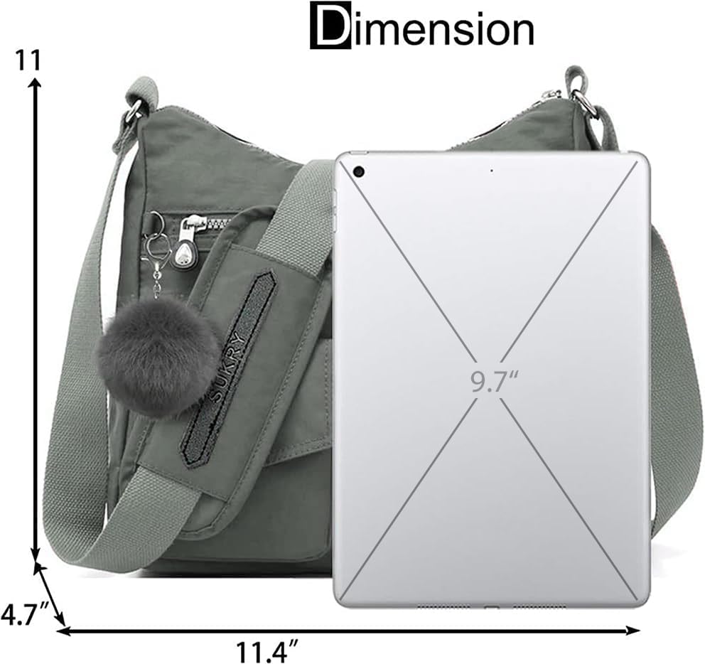 SUKRY Nylon Crossbody Bag for Women with Anti theft RFID Pocket, Waterproof Shoulder Bag Travel Purses and Handbag