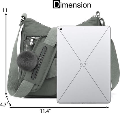 SUKRY Nylon Crossbody Bag for Women with Anti theft RFID Pocket, Waterproof Shoulder Bag Travel Purses and Handbag