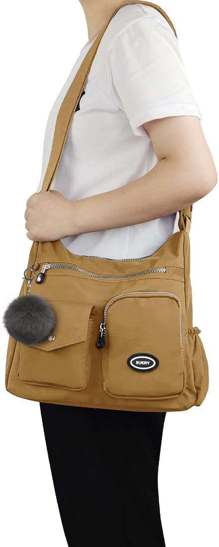 SUKRY Nylon Crossbody Bag for Women with Anti theft RFID Pocket, Waterproof Shoulder Bag Travel Purses and Handbag