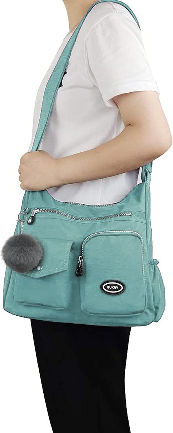 SUKRY Nylon Crossbody Bag for Women with Anti theft RFID Pocket, Waterproof Shoulder Bag Travel Purses and Handbag