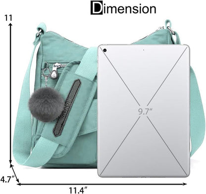 SUKRY Nylon Crossbody Bag for Women with Anti theft RFID Pocket, Waterproof Shoulder Bag Travel Purses and Handbag
