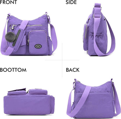 SUKRY Nylon Crossbody Bag for Women with Anti theft RFID Pocket, Waterproof Shoulder Bag Travel Purses and Handbag
